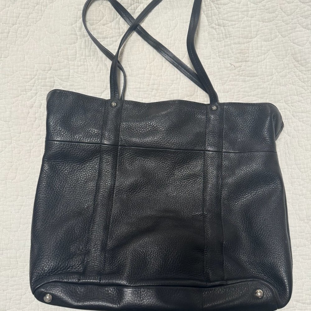 FURLA 100% Black Leather Tote Bag Pebbled Black - Picture 5 of 8